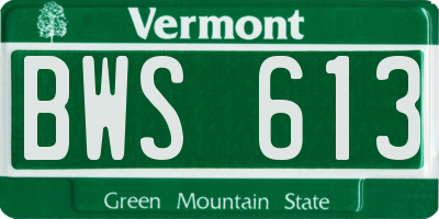 VT license plate BWS613