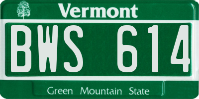 VT license plate BWS614