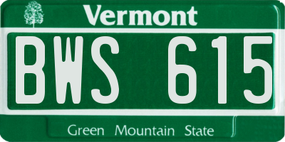 VT license plate BWS615