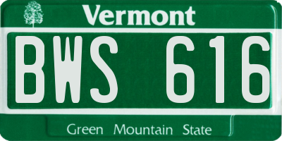 VT license plate BWS616