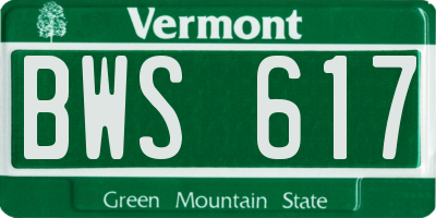 VT license plate BWS617