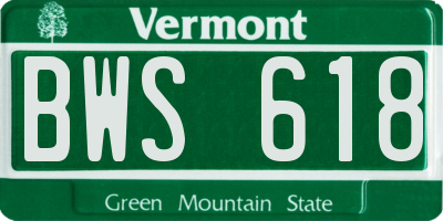 VT license plate BWS618