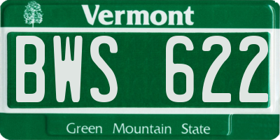 VT license plate BWS622