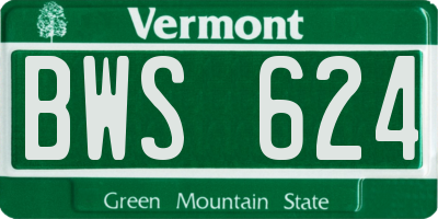 VT license plate BWS624