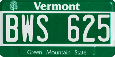 VT license plate BWS625