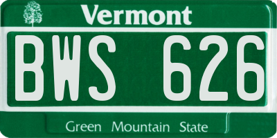 VT license plate BWS626