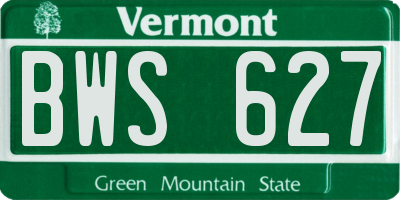 VT license plate BWS627