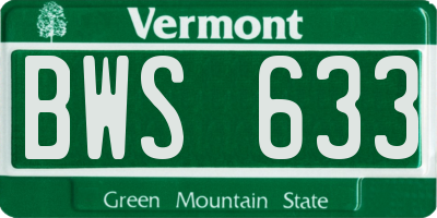VT license plate BWS633