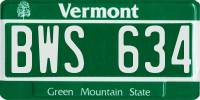 VT license plate BWS634