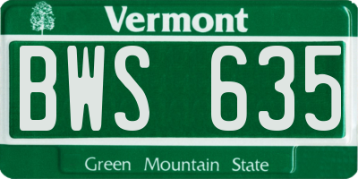 VT license plate BWS635