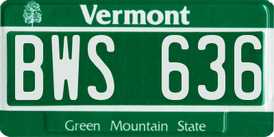 VT license plate BWS636