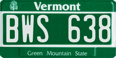 VT license plate BWS638