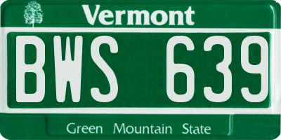 VT license plate BWS639