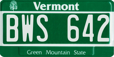 VT license plate BWS642