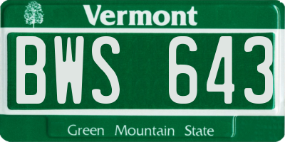 VT license plate BWS643