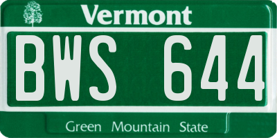 VT license plate BWS644