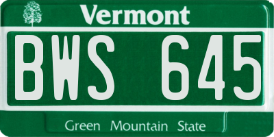 VT license plate BWS645