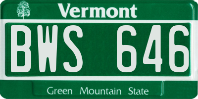 VT license plate BWS646