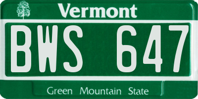 VT license plate BWS647