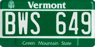 VT license plate BWS649