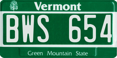 VT license plate BWS654