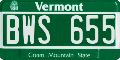 VT license plate BWS655