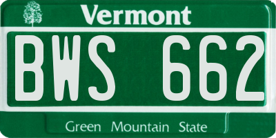 VT license plate BWS662