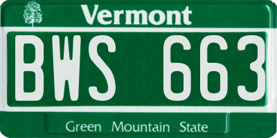 VT license plate BWS663
