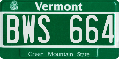 VT license plate BWS664
