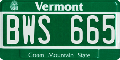 VT license plate BWS665