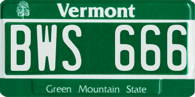 VT license plate BWS666