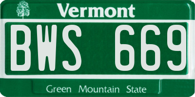 VT license plate BWS669