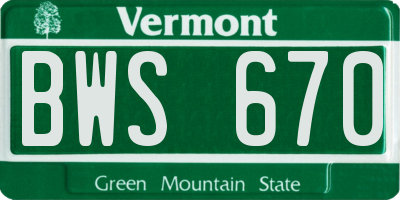 VT license plate BWS670