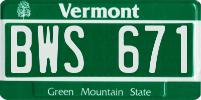 VT license plate BWS671
