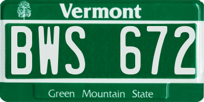 VT license plate BWS672