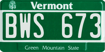 VT license plate BWS673