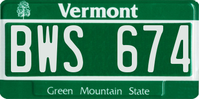 VT license plate BWS674