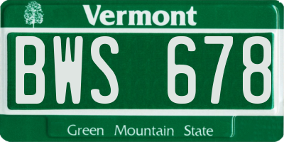VT license plate BWS678