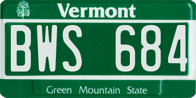VT license plate BWS684