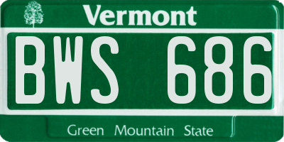 VT license plate BWS686