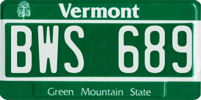 VT license plate BWS689