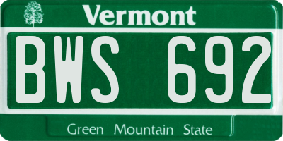 VT license plate BWS692