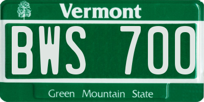 VT license plate BWS700