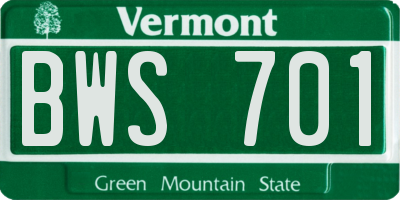 VT license plate BWS701