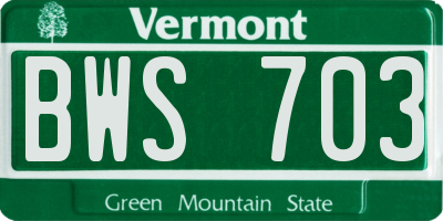 VT license plate BWS703