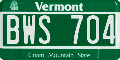 VT license plate BWS704