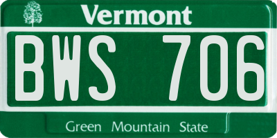 VT license plate BWS706