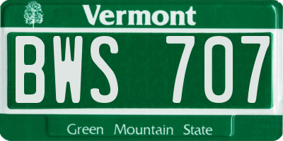 VT license plate BWS707