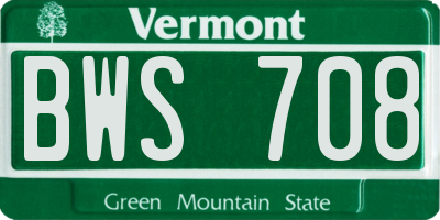 VT license plate BWS708