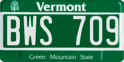 VT license plate BWS709